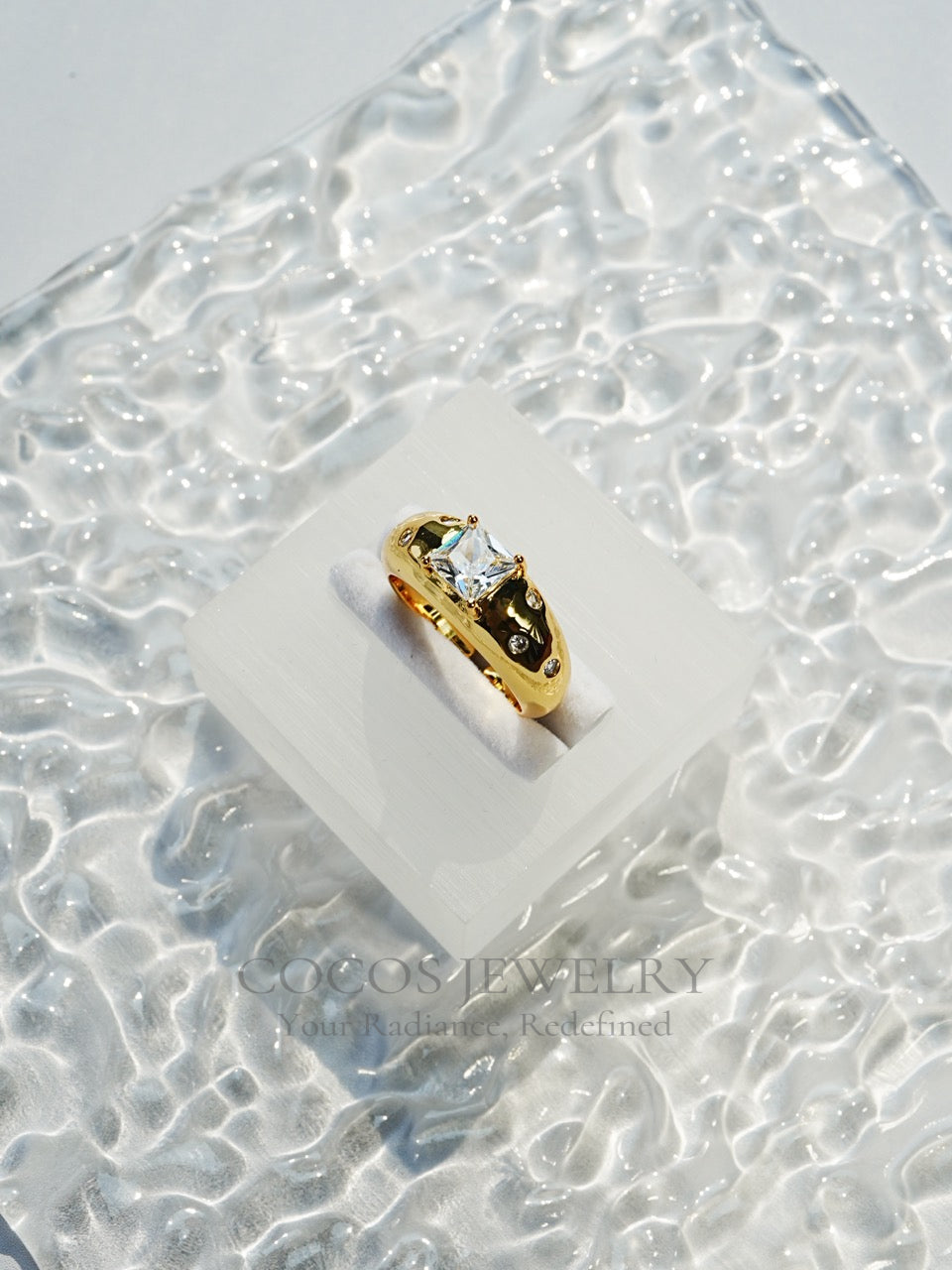 Square Diamond Wide Band Ring