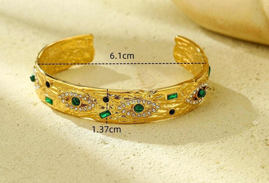 Golden Wide Gemstone Bracelet