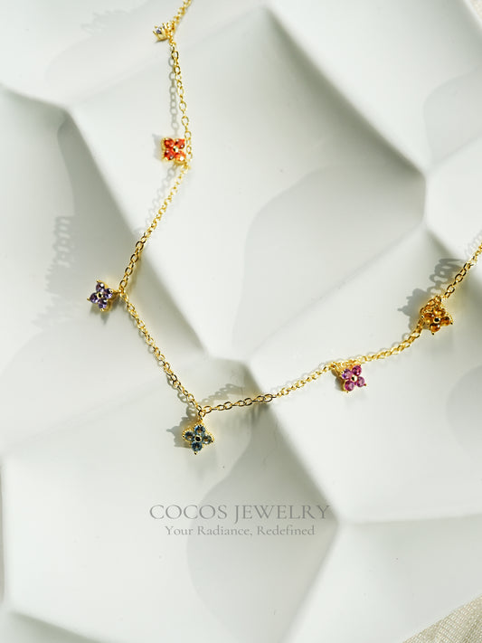 Colorful Four Leaf Clover Necklace