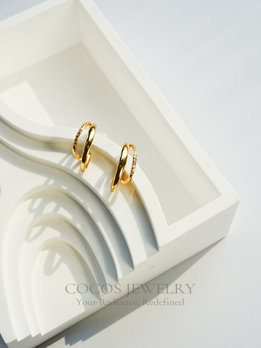 Double Diamond Stud Earrings