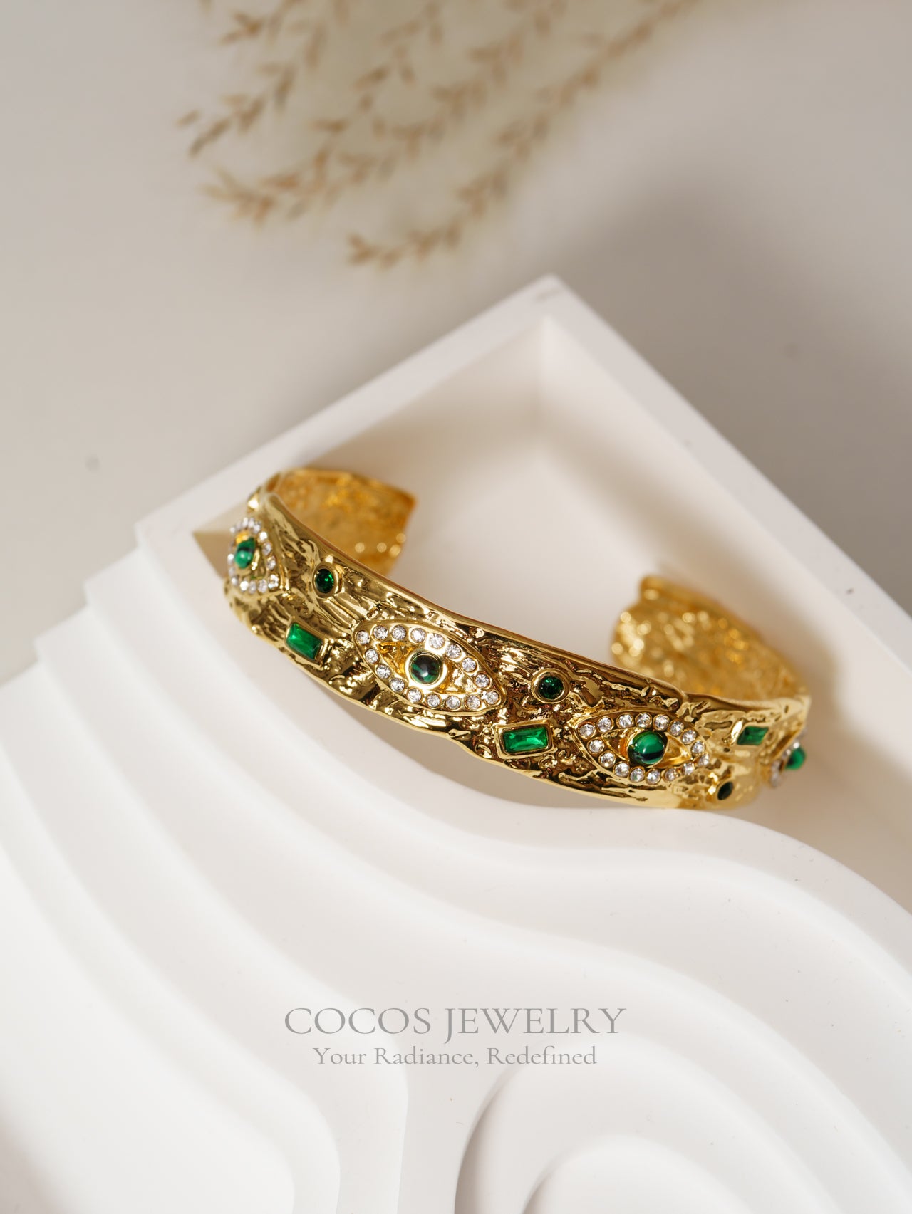 Golden Wide Gemstone Bracelet