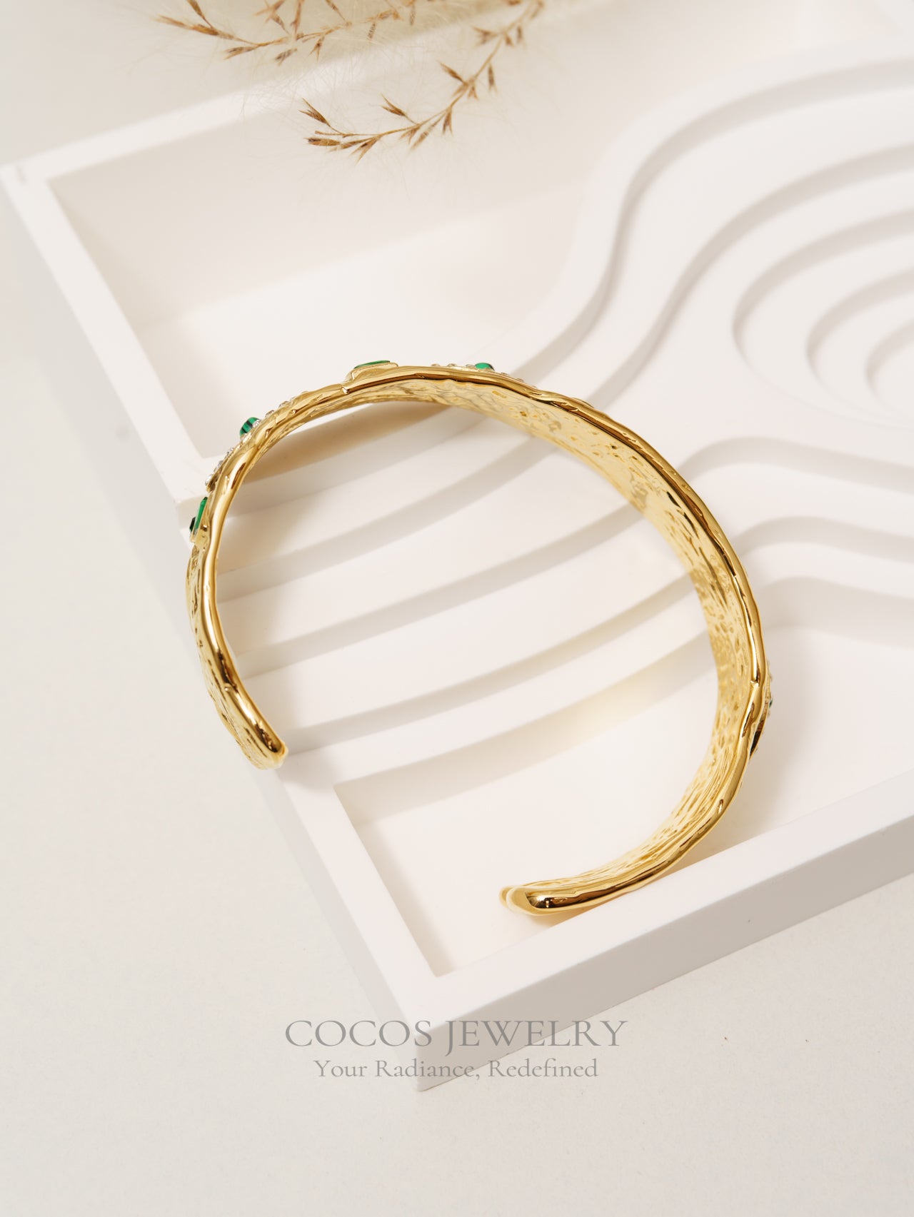 Golden Wide Gemstone Bracelet