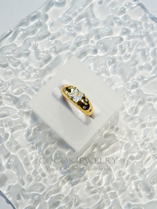 Square Diamond Wide Band Ring