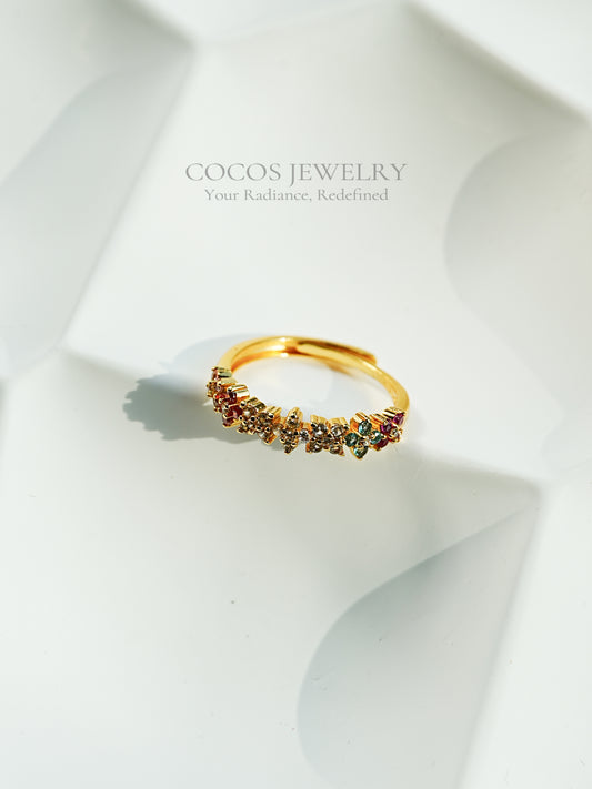 Colorful Four Leaf Clover Ring