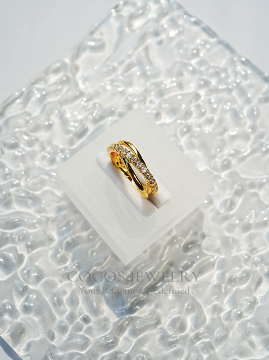 Crossed Diamond Ring
